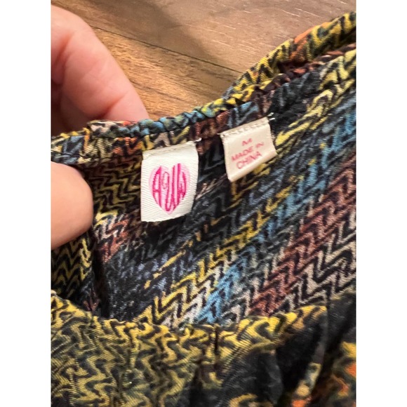 AUW 1 Shoulder Summer Dress Mini Length Women's Medium Rayon Stretch Waist - Picture 5 of 8